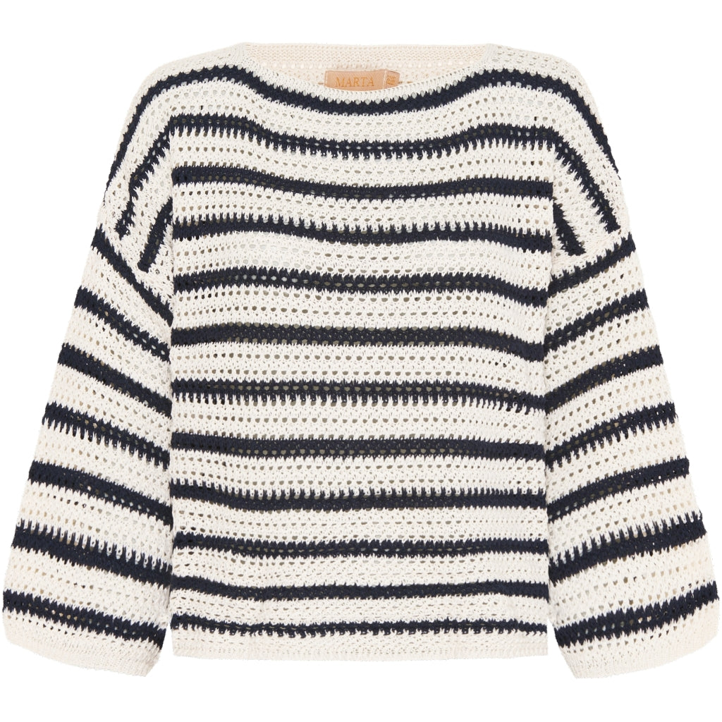 MARTA DU CHATEAU Marta du chateau dam stickad tröja 23109 Knit Riga Calce/Blu98