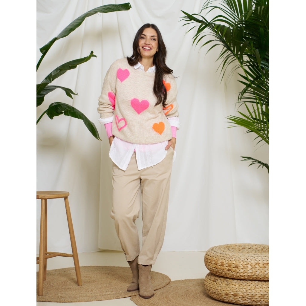 MARTA DU CHATEAU Marta du chateau dam stickad tröja MdcAmarante 64023 Knit Beige/Pink/Orange