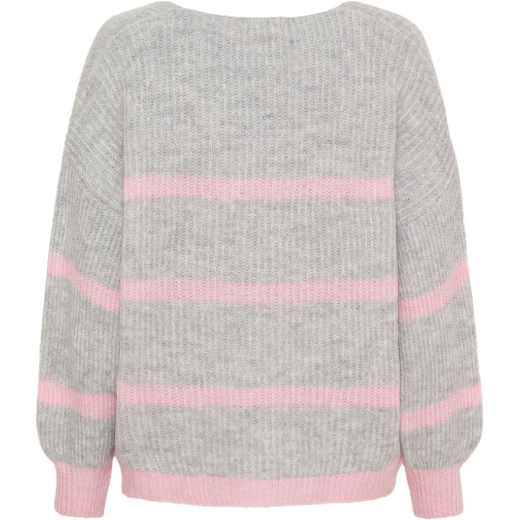 MARTA DU CHATEAU Marta du chateau dam stickad tröja MdcCarene 2402 Knit LightGrey/BabyPink