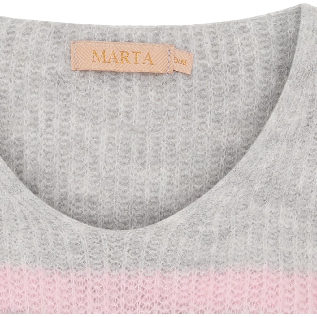 MARTA DU CHATEAU Marta du chateau dam stickad tröja MdcCarene 2402 Knit LightGrey/BabyPink