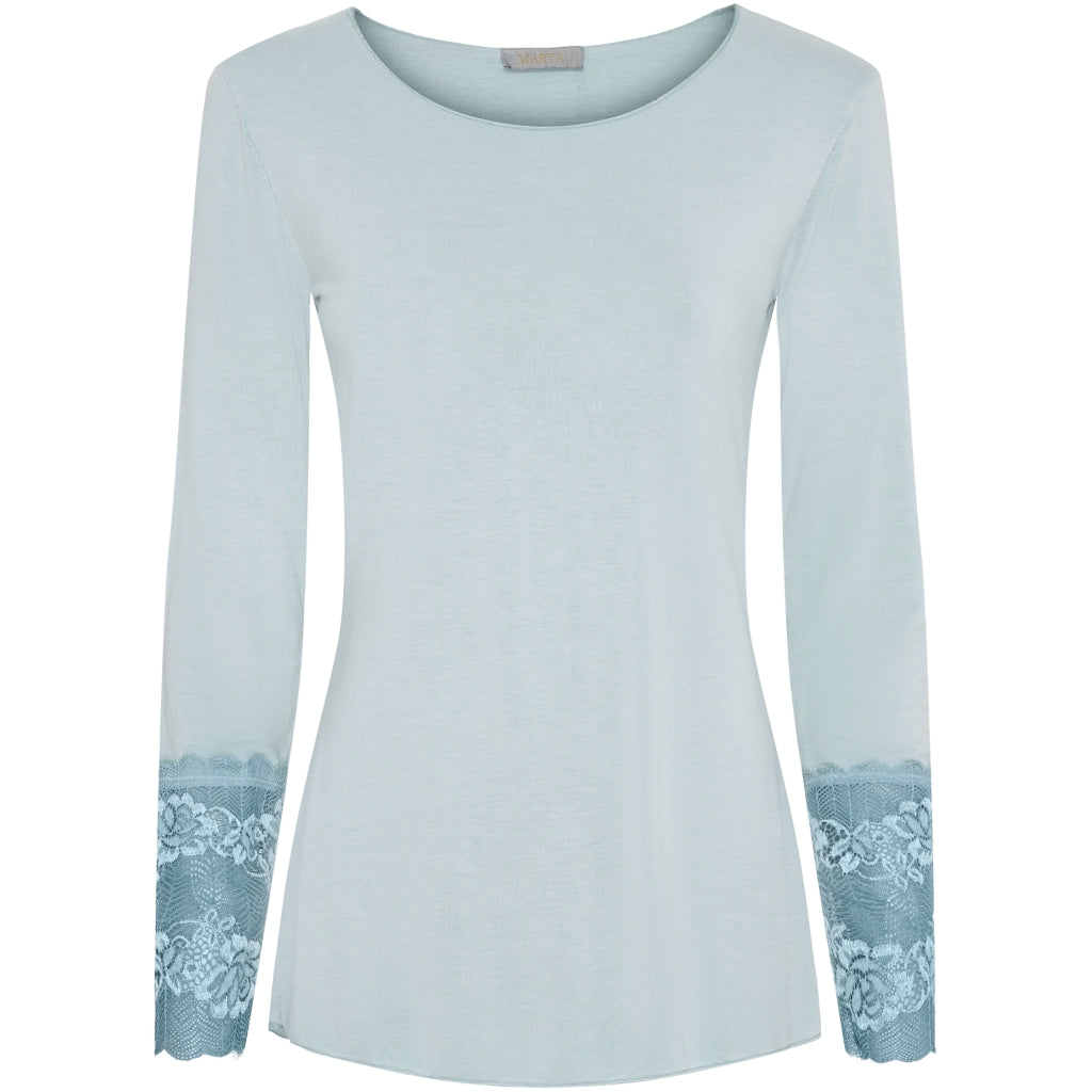 MARTA DU CHATEAU Marta du chateau dam blus 11297 T-shirt long sleeves Denim Chiaro